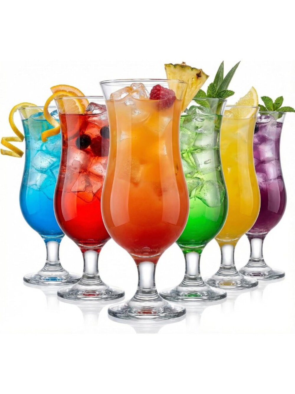 Set of 6 Large Hurricane Glasses - 15.5 Oz Cocktail, Milkshake & Mojito